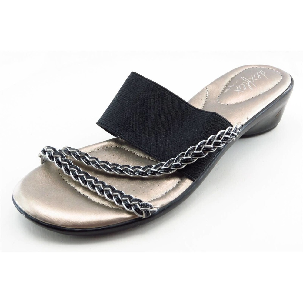 Dexflex by Dexter Size 7 M Black Slides Fabric Women‎ Sandal Shoes